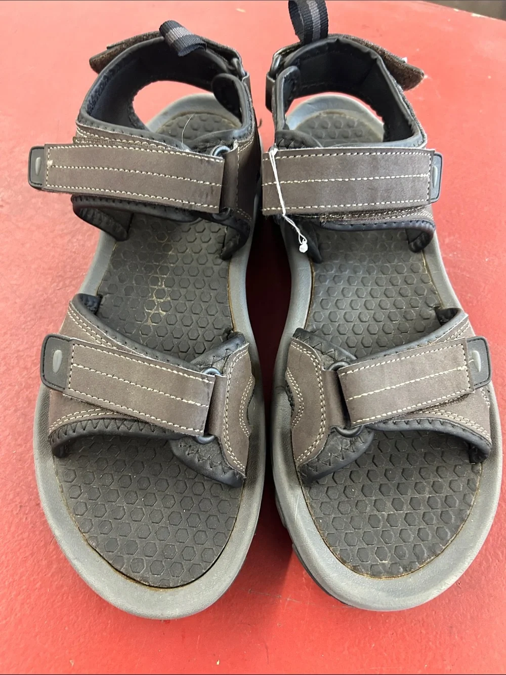 Khombu Men’s Brown Outdoor Velcro Strap Sandals
